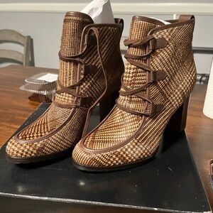 Lauren Ralph Lauren Brown Patterned Ankle Boots